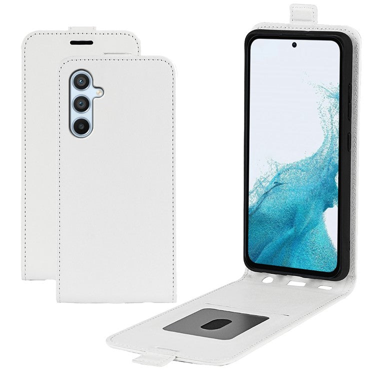 Anti-scratch Cell Phone Cover For Samsung Galaxy A54 5G Vertical Flip Crazy Horse Texture PU Leather Magnetic Clasp Phone Case Card Holder - White