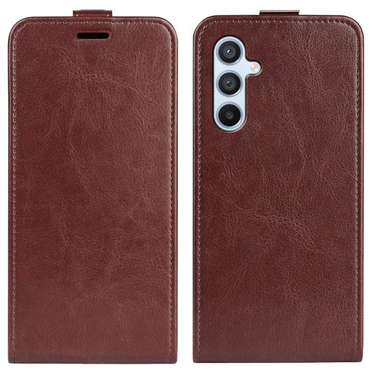 Anti-scratch Cell Phone Cover For Samsung Galaxy A54 5G Vertical Flip Crazy Horse Texture PU Leather Magnetic Clasp Phone Case Card Holder - Brown