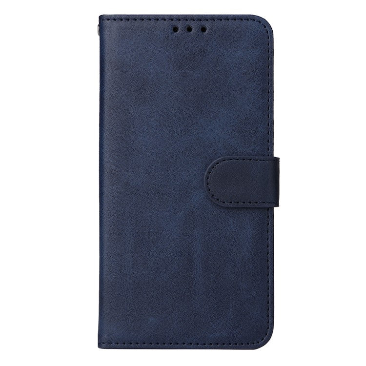 For Samsung Galaxy A54 5G PU Leather Wallet Shockproof Phone Cover Anti-scratch Classic Calf Texture Phone Stand Case with Wrist Strap - Blue