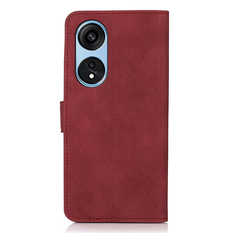 KHAZNEH PU Leather Phone Case for Oppo A1 Pro 5G / Reno8 T 5G, Textured Anti-Scratch Magnetic Wallet Phone Cover with Stand - Red