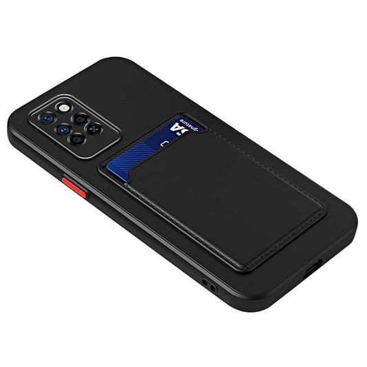 For Infinix Note 10 Pro Card Holder Drop-Proof TPU Case Protective Cell Phone Cover - Black