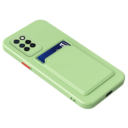 For Infinix Note 10 Pro Card Holder Drop-Proof TPU Case Protective Cell Phone Cover - Light Green