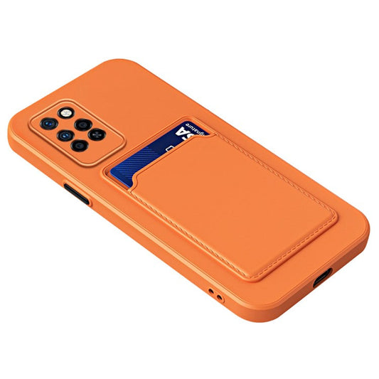 For Infinix Note 10 Pro Card Holder Drop-Proof TPU Case Protective Cell Phone Cover - Orange