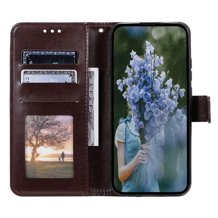 For Google Pixel 7a Imprinted Mandala Flower Phone Case PU Leather Wallet Stand Magnetic Clasp Cover with Strap - Brown