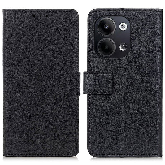 Textured Phone Case for Oppo Reno9 5G / Reno9 Pro 5G, PU Leather Stand Shell Folio Flip Wallet Cover - Black