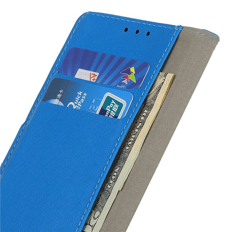 Textured Phone Case for Oppo A1 Pro 5G / Reno8 T 5G, Full Coverage PU Leather Stand Shell Folio Flip Wallet Cover - Blue