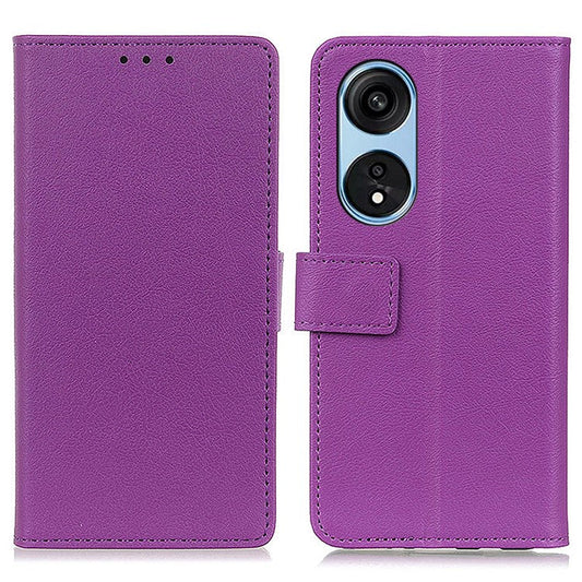 Textured Phone Case for Oppo A1 Pro 5G / Reno8 T 5G, Full Coverage PU Leather Stand Shell Folio Flip Wallet Cover - Purple