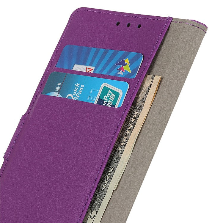 Textured Phone Case for Oppo A1 Pro 5G / Reno8 T 5G, Full Coverage PU Leather Stand Shell Folio Flip Wallet Cover - Purple