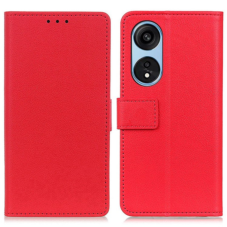 Textured Phone Case for Oppo A1 Pro 5G / Reno8 T 5G, Full Coverage PU Leather Stand Shell Folio Flip Wallet Cover - Red