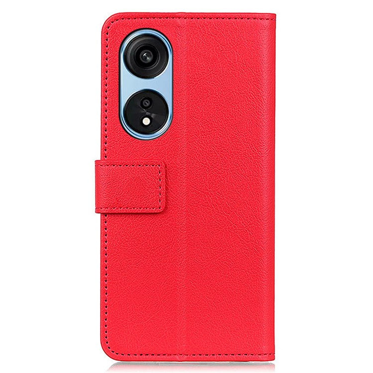 Textured Phone Case for Oppo A1 Pro 5G / Reno8 T 5G, Full Coverage PU Leather Stand Shell Folio Flip Wallet Cover - Red