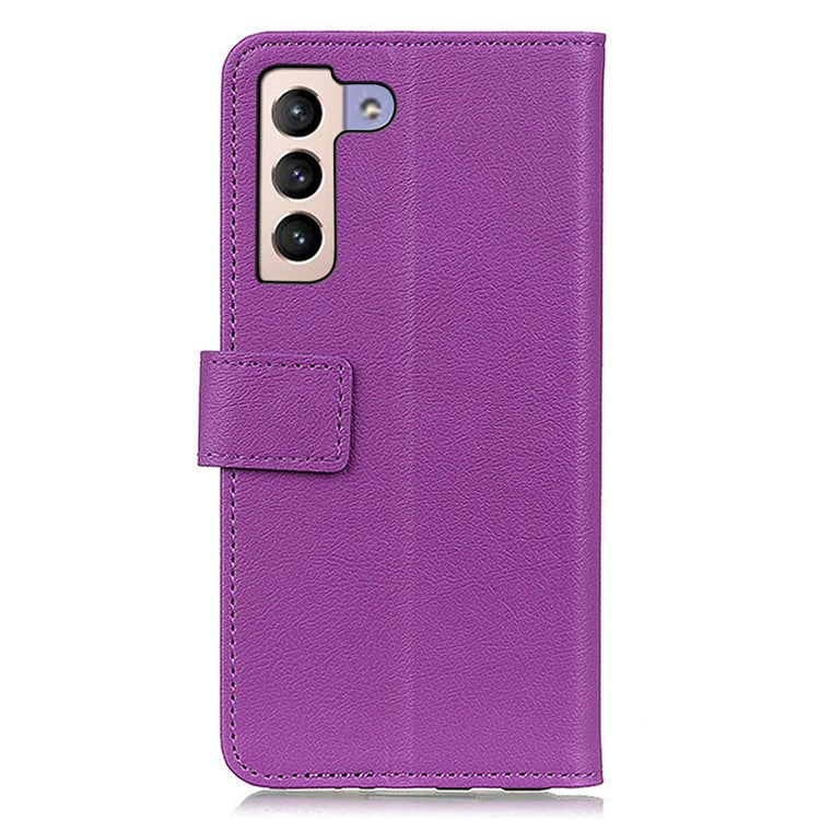 Textured Phone Case for Samsung Galaxy S23, Drop Resistant PU Leather Stand Shell Folio Flip Wallet Cover - Purple