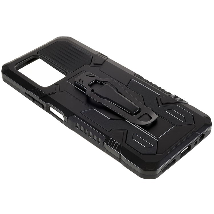 For Infinix Note 10 Pro Belt Clip Kickstand Phone Case Cover Hard PC Soft TPU Rugged Drop Shockproof Protective Cover - Black