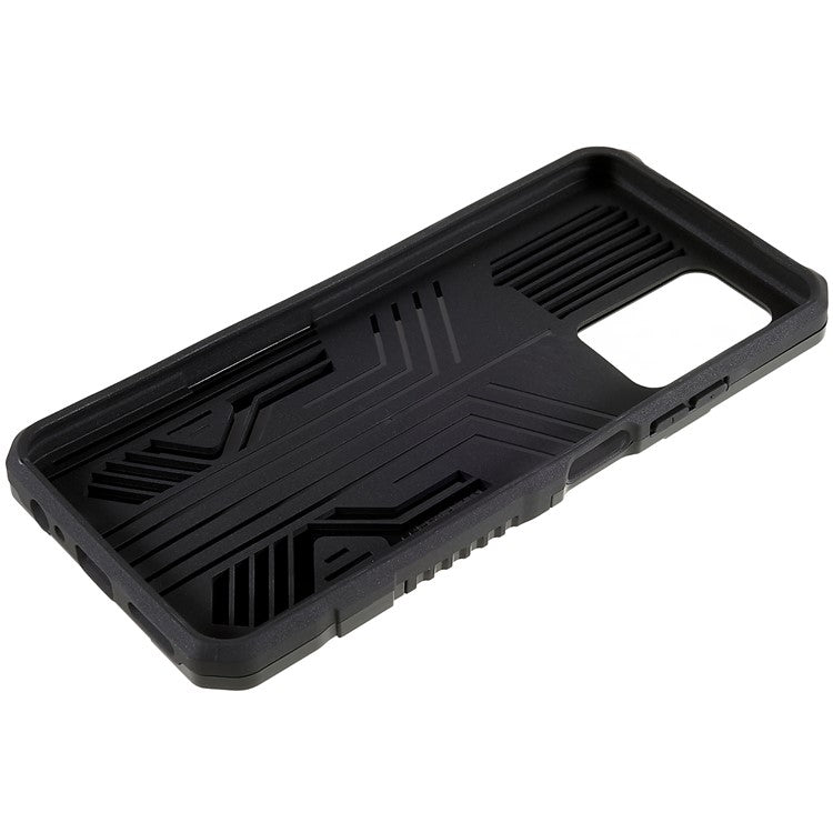 For Infinix Note 10 Pro Belt Clip Kickstand Phone Case Cover Hard PC Soft TPU Rugged Drop Shockproof Protective Cover - Black