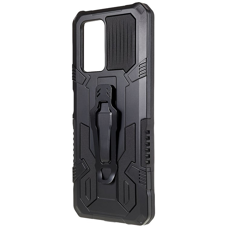 For Infinix Note 10 Pro Belt Clip Kickstand Phone Case Cover Hard PC Soft TPU Rugged Drop Shockproof Protective Cover - Black