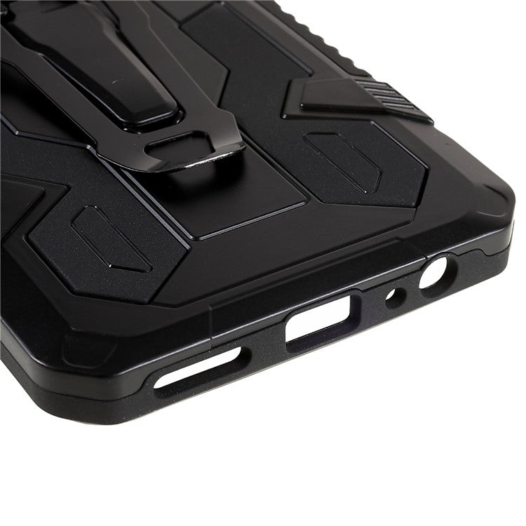 For Infinix Note 10 Pro Belt Clip Kickstand Phone Case Cover Hard PC Soft TPU Rugged Drop Shockproof Protective Cover - Black