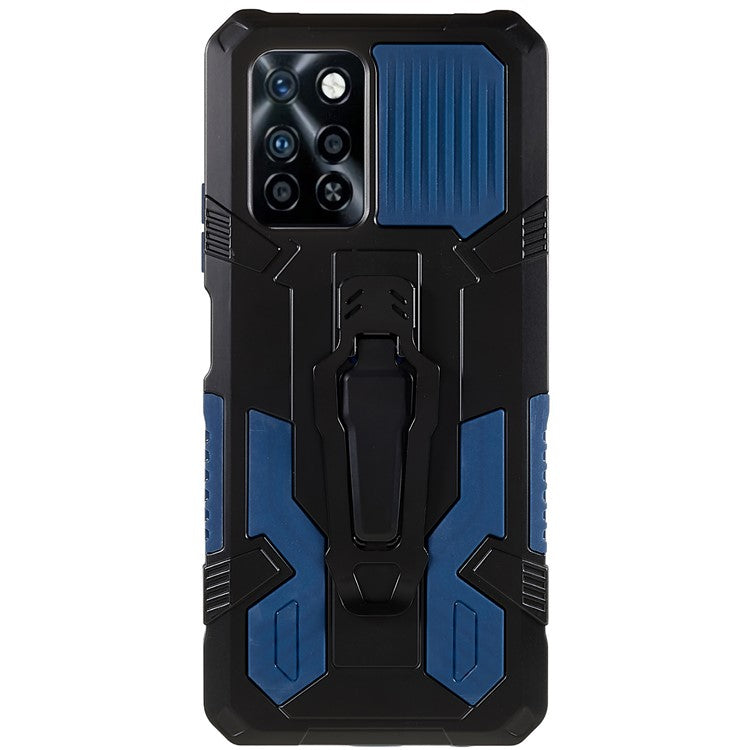 For Infinix Note 10 Pro Belt Clip Kickstand Phone Case Cover Hard PC Soft TPU Rugged Cover - Blue