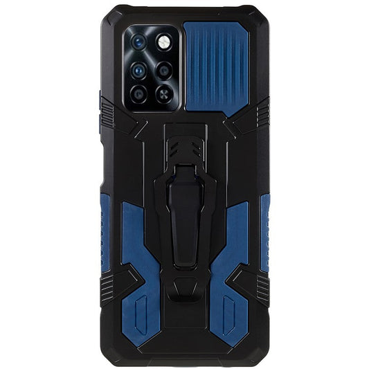 For Infinix Note 10 Pro Belt Clip Kickstand Phone Case Cover Hard PC Soft TPU Rugged Cover - Blue