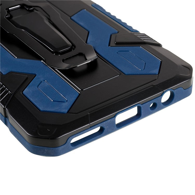 For Infinix Note 10 Pro Belt Clip Kickstand Phone Case Cover Hard PC Soft TPU Rugged Cover - Blue