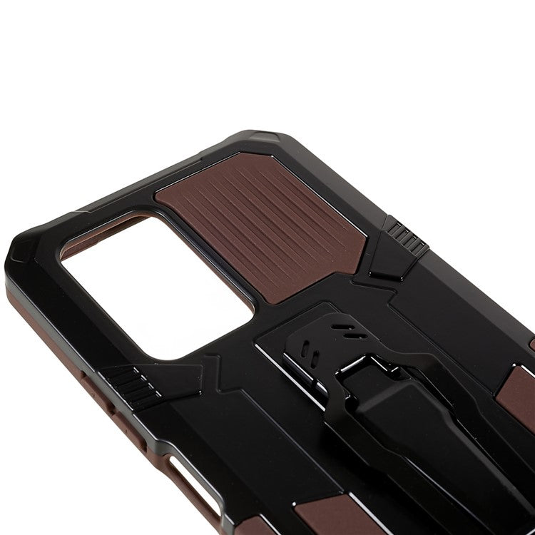 For Infinix Note 10 Pro Belt Clip Kickstand Phone Case Cover Hard PC Soft TPU Rugged Cover - Coffee