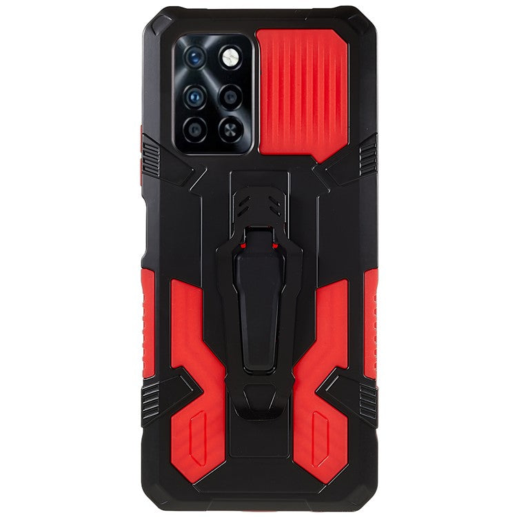 For Infinix Note 10 Pro Belt Clip Kickstand Phone Case Cover Hard PC Soft TPU Rugged Cover - Red