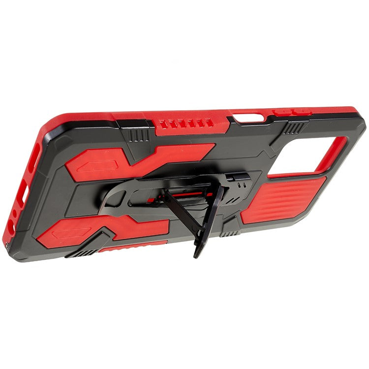For Infinix Note 10 Pro Belt Clip Kickstand Phone Case Cover Hard PC Soft TPU Rugged Cover - Red