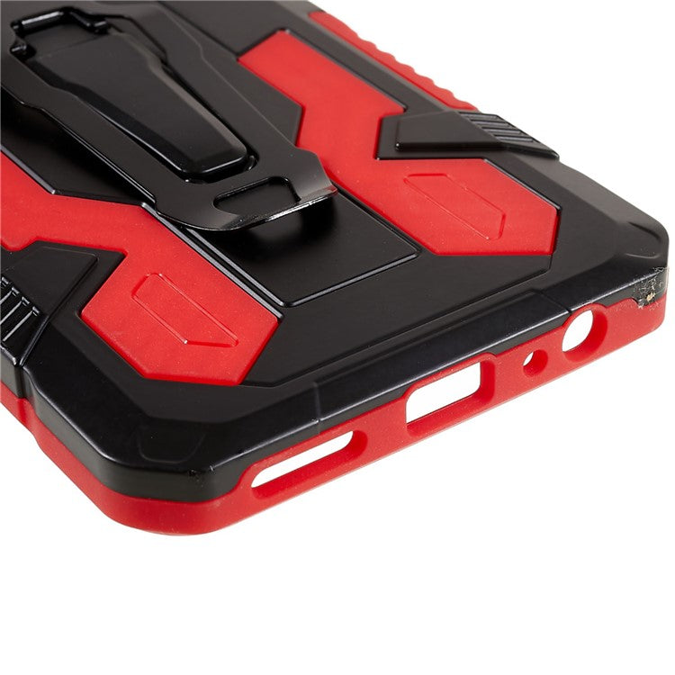 For Infinix Note 10 Pro Belt Clip Kickstand Phone Case Cover Hard PC Soft TPU Rugged Cover - Red