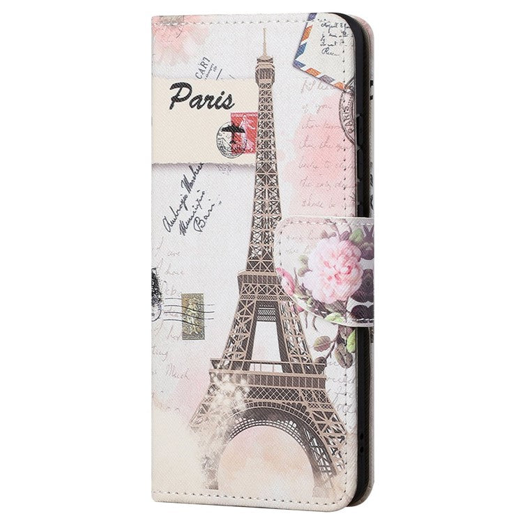 For Google Pixel 7a Cross Texture PU Leather Phone Case Pattern Printing Wallet Stand Full Body Flip Folio Cover - Tower