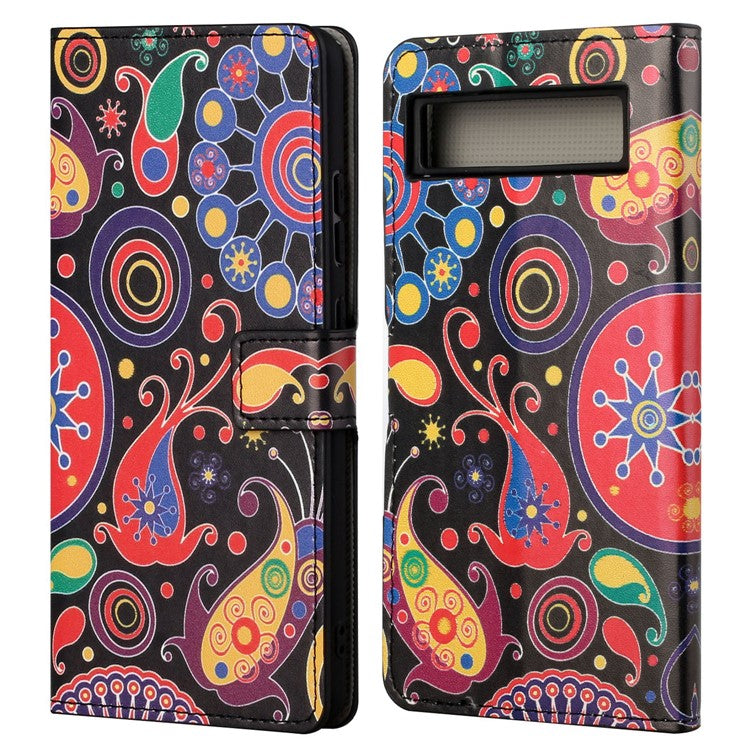 For Google Pixel 7a Pattern Printing PU Leather Wallet Cover Stand Magnetic Closure Protective Phone Case - Jelly Fish