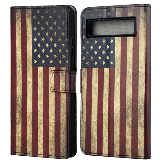For Google Pixel 7a Pattern Printing PU Leather Wallet Cover Stand Magnetic Closure Protective Phone Case - The American Flag