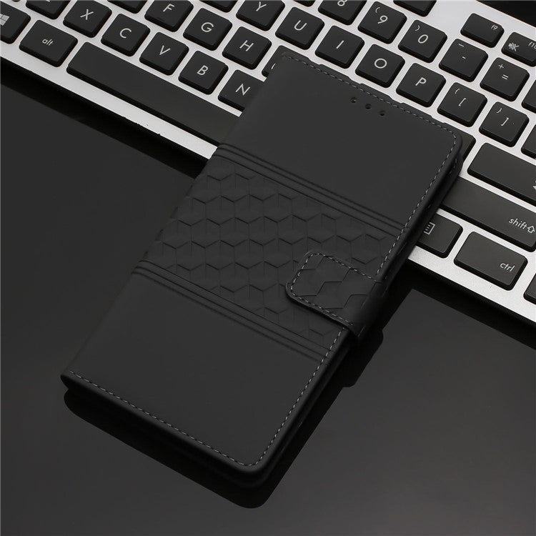 Phone Cover for Oppo A74 5G / A54 5G / A93 5G, Skin-touch Feeling Wallet Retro Imprinted Pattern Stand Leather Drop-proof Mobile Phone Case - Black