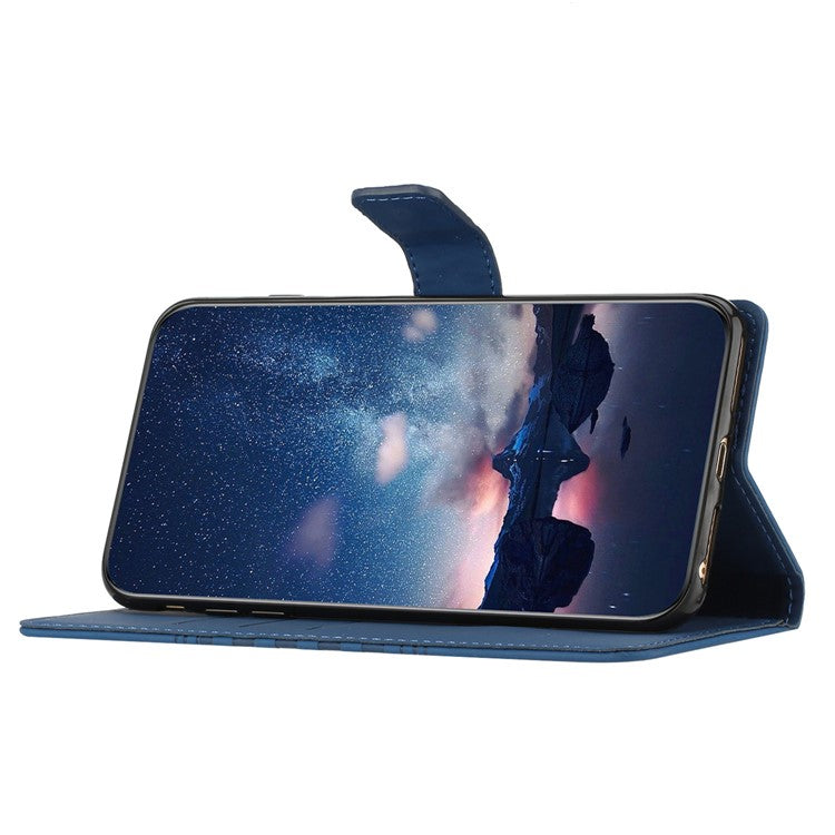 Phone Cover for Oppo A74 5G / A54 5G / A93 5G, Skin-touch Feeling Wallet Retro Imprinted Pattern Stand Leather Drop-proof Mobile Phone Case - Blue
