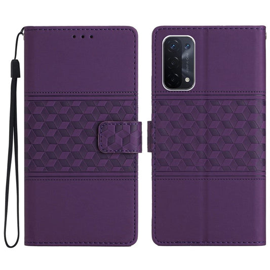 Phone Cover for Oppo A74 5G / A54 5G / A93 5G, Skin-touch Feeling Wallet Retro Imprinted Pattern Stand Leather Drop-proof Mobile Phone Case - Purple