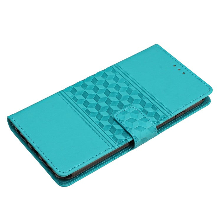 PU Leather Retro Imprinted Pattern Phone Cover for Oppo Reno8 Lite 5G / Reno7 Z 5G, Flip Wallet Stand Shockproof Phone Case with Strap - Sky Blue