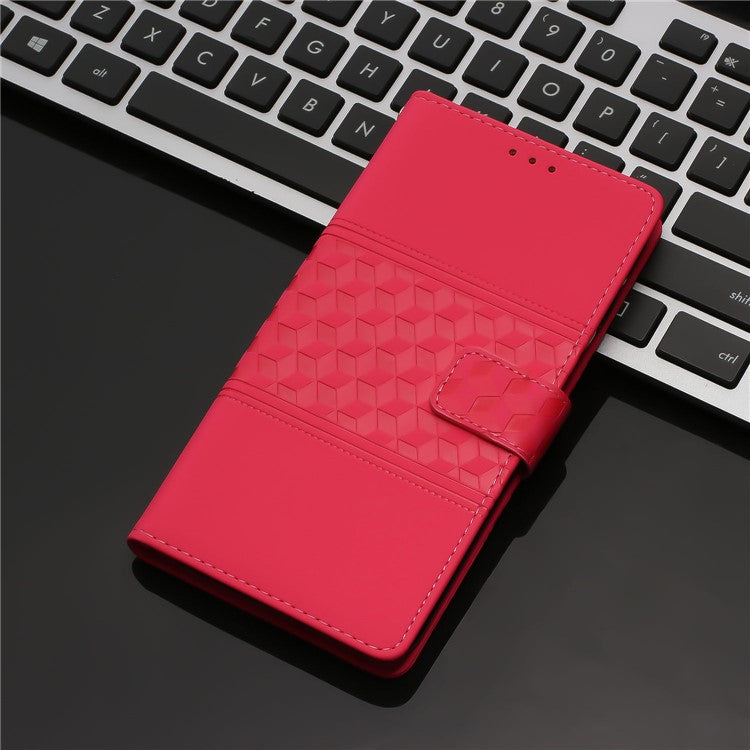 Shockproof Phone Cover for Oppo A76 / A36 / A96 4G, Skin-touch Feeling Wallet Stand Retro Imprinted Pattern Flip Leather Phone Case - Rose