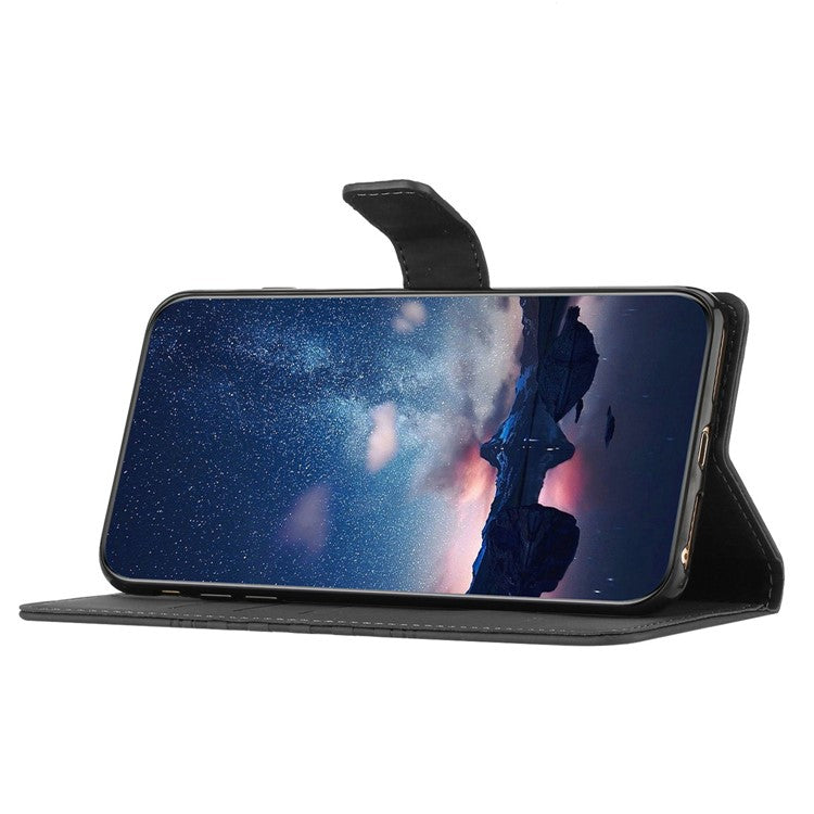 Retro Imprinted Pattern Stand Phone Case for Oppo A17 4G / A17k 4G , Wallet Skin-touch Feeling Leather Phone Cover - Black