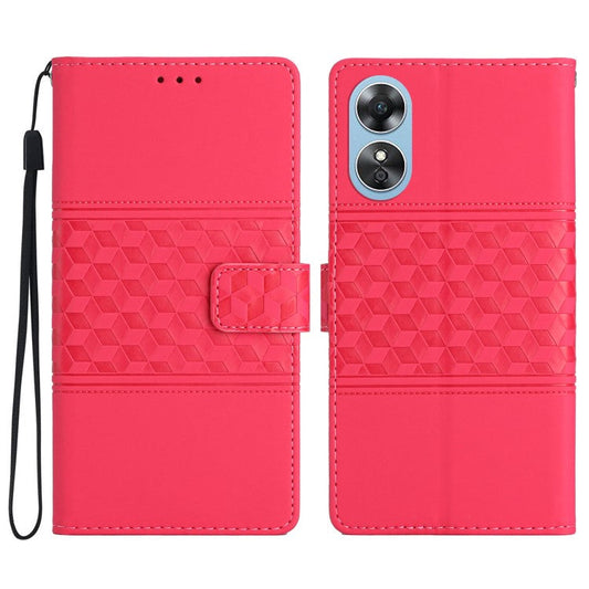 Retro Imprinted Pattern Stand Phone Case for Oppo A17 4G / A17k 4G , Wallet Skin-touch Feeling Leather Phone Cover - Rose