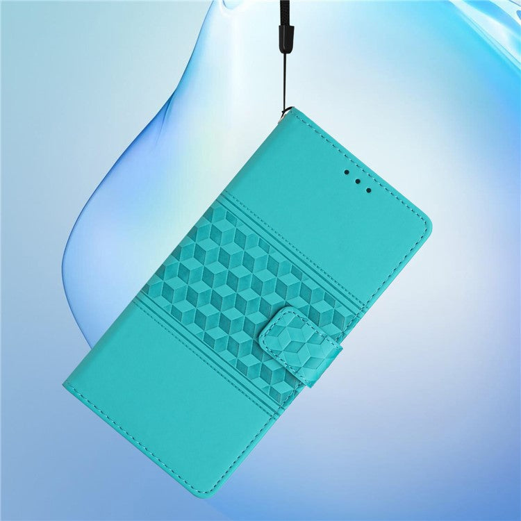 Retro Imprinted Pattern Stand Phone Case for Oppo A17 4G / A17k 4G , Wallet Skin-touch Feeling Leather Phone Cover - Sky Blue