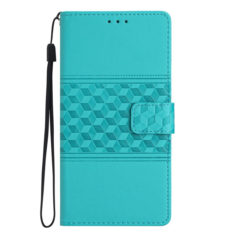 Retro Imprinted Pattern Stand Phone Case for Oppo A17 4G / A17k 4G , Wallet Skin-touch Feeling Leather Phone Cover - Sky Blue