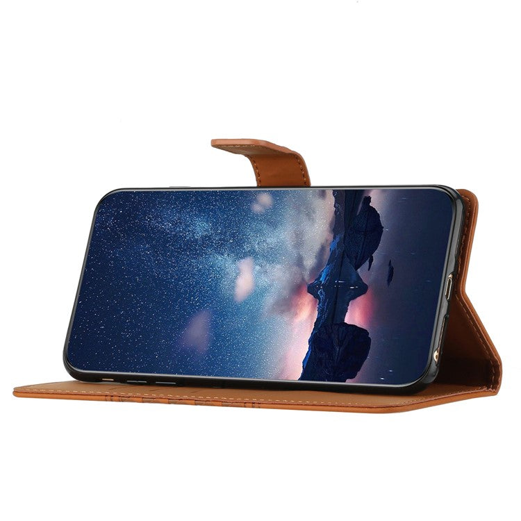 Retro Imprinted Pattern Stand Phone Case for Oppo A17 4G / A17k 4G , Wallet Skin-touch Feeling Leather Phone Cover - Brown