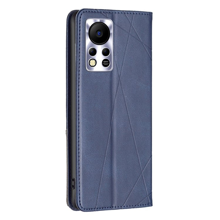 Phone Case For Infinix Hot 11s NFC 4G PU Leather Imprinted Rhombus-Like Card Slot Stand Flip Phone Cover - Blue