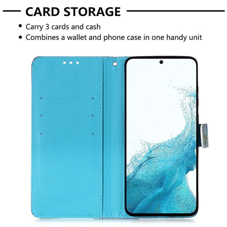 For Samsung Galaxy S23 YB Pattern Printing Leather Series-2 PU Leather 3D Pattern Printing Phone Case Wallet Stand Folio Flip Cover - Golden Butterflies