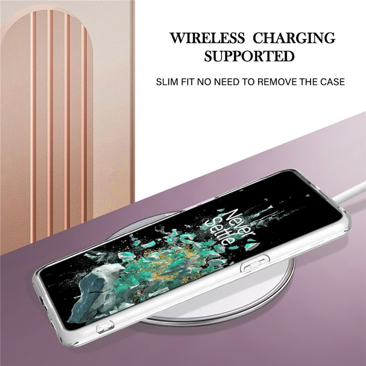 For OnePlus 10T 5G / Ace Pro 5G YB IMD Series-2 Marble Pattern Phone Case Electroplating Frame Soft TPU IMD Anti-Fingerprint Cover - Rose Gold 005