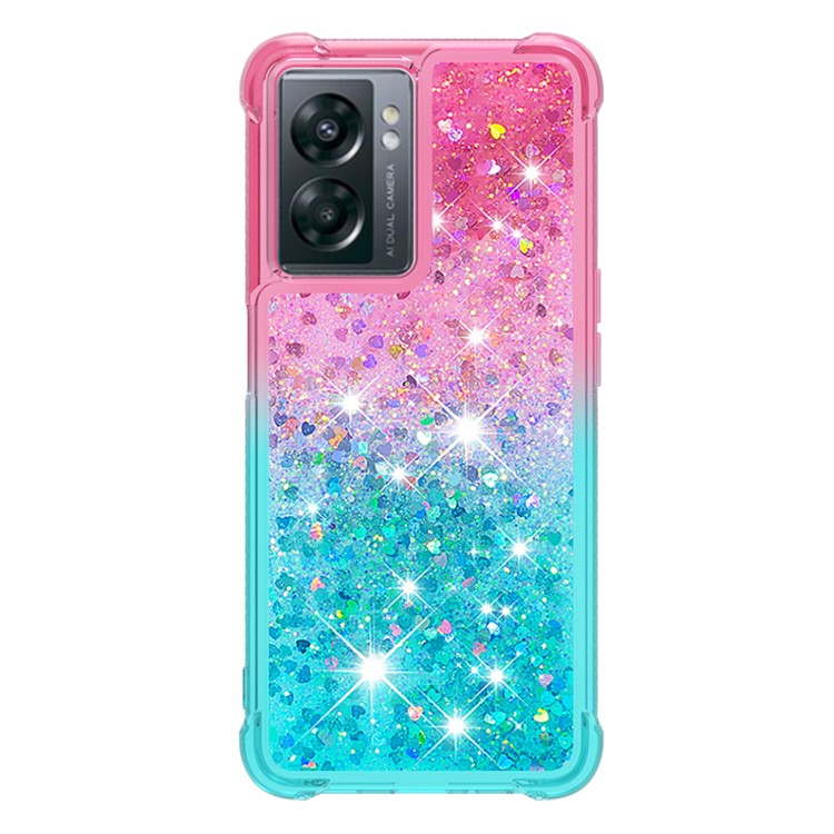 YB Quicksand Series-3 For OnePlus Nord N300 5G / Oppo A57 (2022) 5G / A77 5G / Realme Q5i / Narzo 50 5G / V23 5G Soft TPU Back Cover Gradient Quicksand Anti-drop Protective Case - Pink / Sky Blue