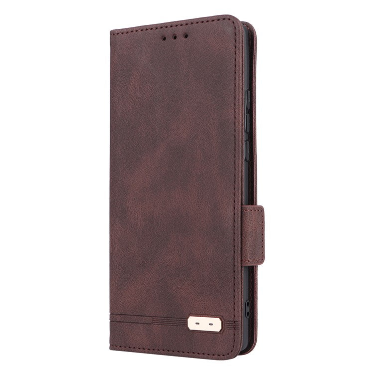 For Motorola Edge 30 Ultra 5G / Moto X30 Pro 5G PU Leather Anti-drop Case Hardware Decor Magnetic Wallet Stand Phone Cover - Coffee