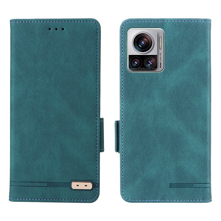 For Motorola Edge 30 Ultra 5G / Moto X30 Pro 5G PU Leather Anti-drop Case Hardware Decor Magnetic Wallet Stand Phone Cover - Blue