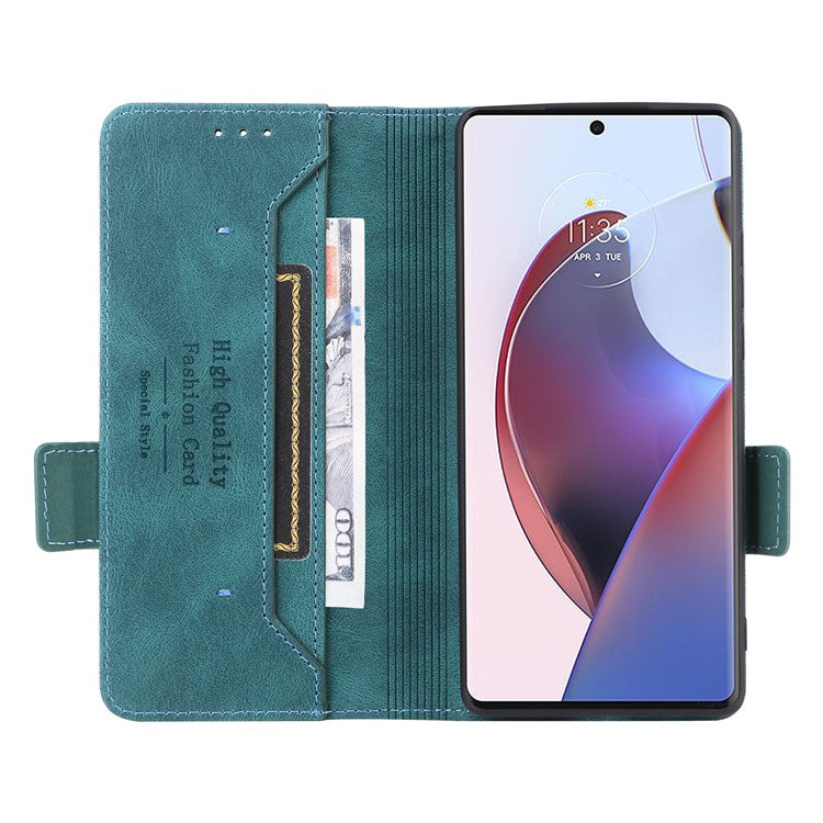 For Motorola Edge 30 Ultra 5G / Moto X30 Pro 5G PU Leather Anti-drop Case Hardware Decor Magnetic Wallet Stand Phone Cover - Blue