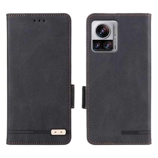 For Motorola Edge 30 Ultra 5G / Moto X30 Pro 5G PU Leather Anti-drop Case Hardware Decor Magnetic Wallet Stand Phone Cover - Black