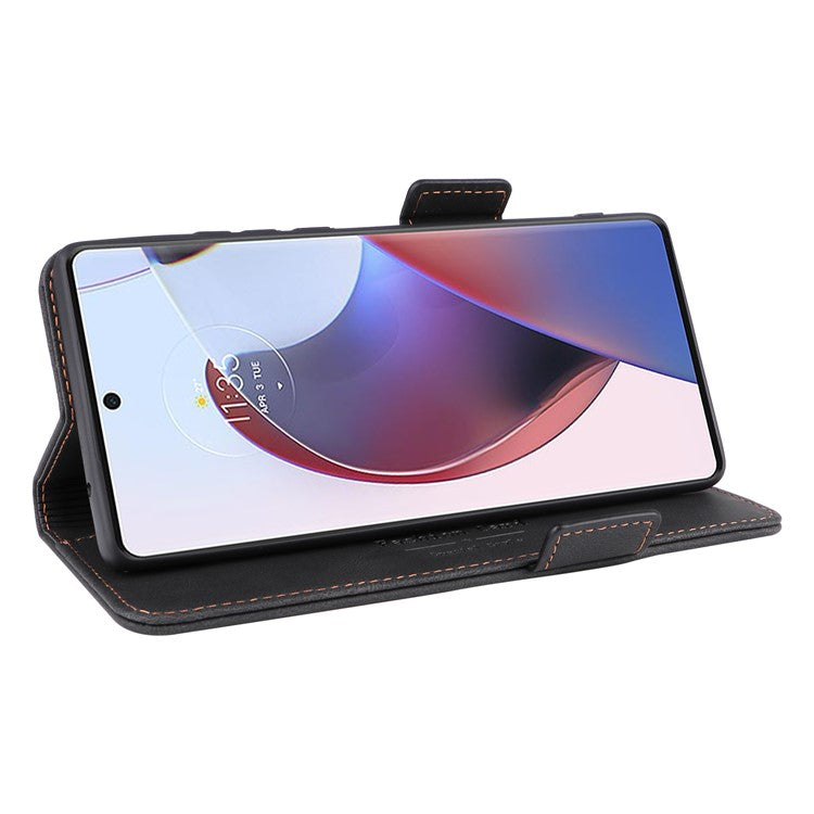 For Motorola Edge 30 Ultra 5G / Moto X30 Pro 5G PU Leather Anti-drop Case Hardware Decor Magnetic Wallet Stand Phone Cover - Black