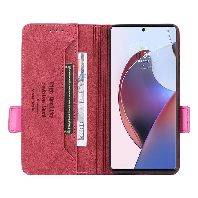For Motorola Edge 30 Ultra 5G / Moto X30 Pro 5G PU Leather Anti-drop Case Hardware Decor Magnetic Wallet Stand Phone Cover - Rose