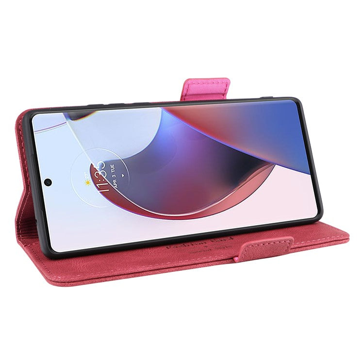 For Motorola Edge 30 Ultra 5G / Moto X30 Pro 5G PU Leather Anti-drop Case Hardware Decor Magnetic Wallet Stand Phone Cover - Rose